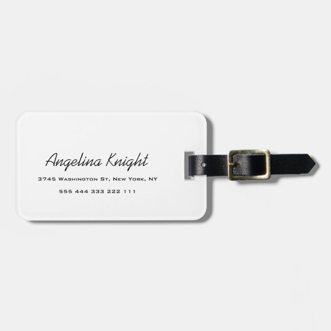 Elegant Stylish Trendy Unique Handwriting Script Luggage Tag (Front Horizontal)