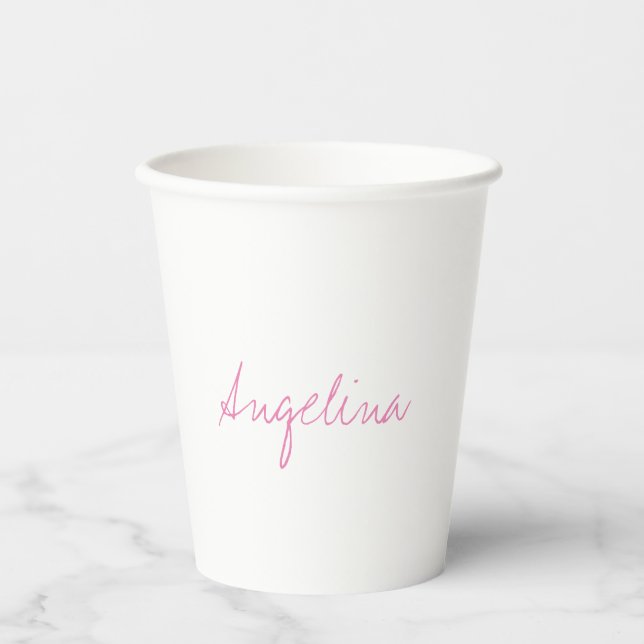 Elegant Stylish Trendy Unique Handwriting Script Paper Cups (Front)