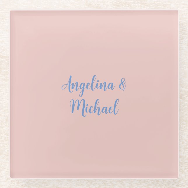Elegant Stylish Trendy Unique Names Calligraphy Glass Coaster (Front)