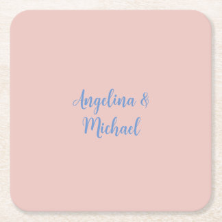 Elegant Stylish Trendy Unique Names Calligraphy Square Paper Coaster