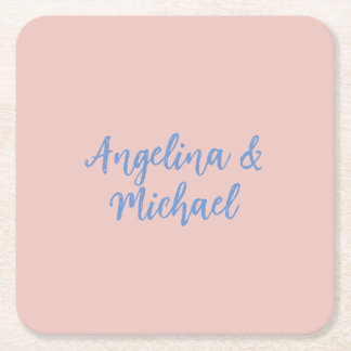 Elegant Stylish Trendy Unique Names Calligraphy Square Paper Coaster