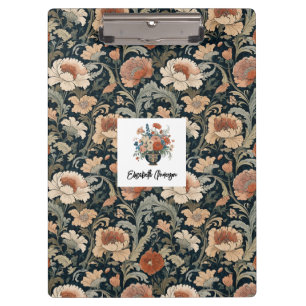 Elegant Stylish Vintage Dark Floral Personalized Clipboard