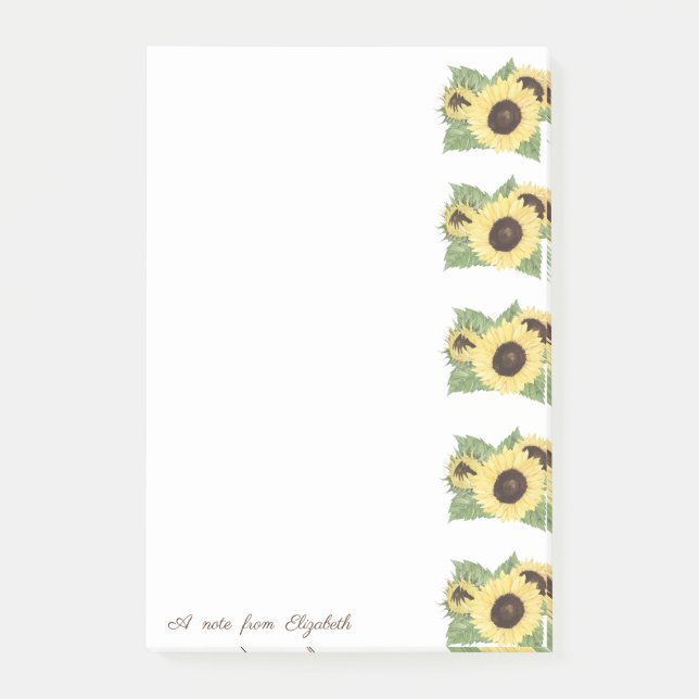 Elegant Stylish Watercolor Sunflowers  Post-it Notes (Front)