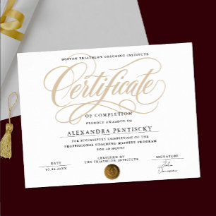 Elegant Stylish White And Gold Certificate Award Poster