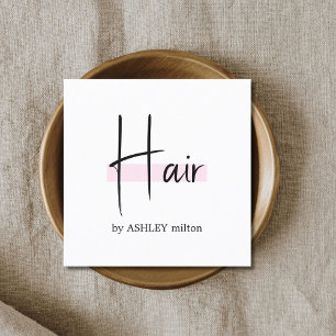 Elegant Stylish White Rose Hair Salon Square Business Card