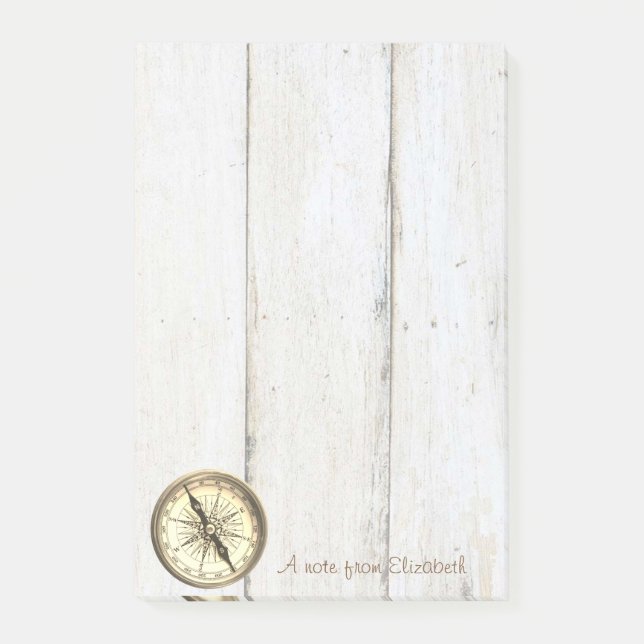 Elegant Stylish ,Wood Texture,Nautical Compass Post-it Notes (Front)