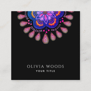 Elegant Stylized Mandala  Square Business Card