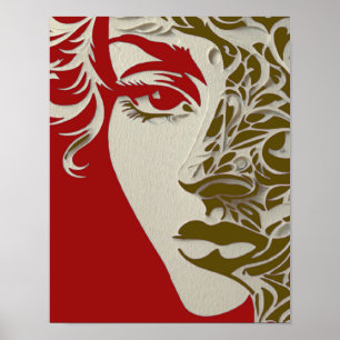 Elegant Stylized Woman Portrait Poster