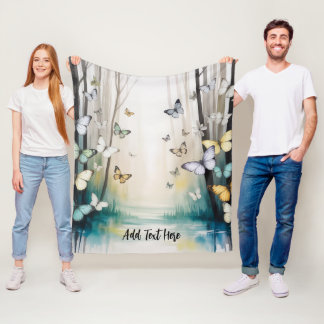 Elegant Subtle Butterfly Personalized Fleece Blanket