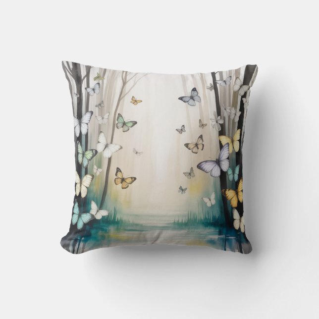  Elegant Subtle Butterfly  Throw Pillow (Front)