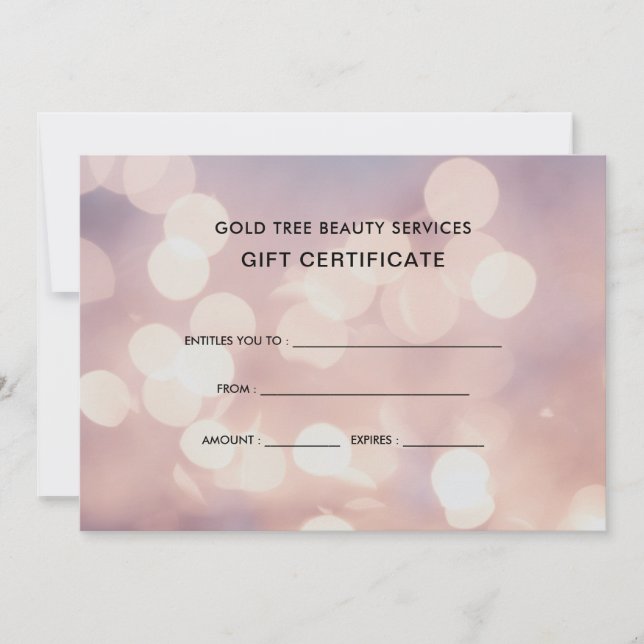 Elegant Subtle Pink Bokeh | Gift Certificate (Front)