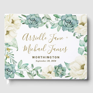 Elégant Succulent Aquarelle Floral Livre d'invités
