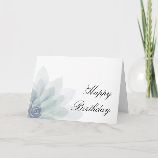 Elegant Succulent Birthday Card (Front)
