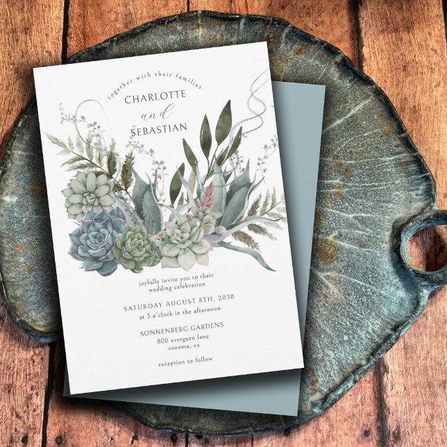 Élégant Succulent Faire-part de mariage Floral (Créateur téléchargé)