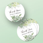 Elegant Succulent Greenery Wedding Thank You  Classic Round Sticker<br><div class="desc">Create your perfect Stickers with this Elegant Succulent Greenery Wedding Thank You Sticker template. You can easily personalize it to be uniquely yours! For further customization,  please click the "Personalize this template" link.</div>