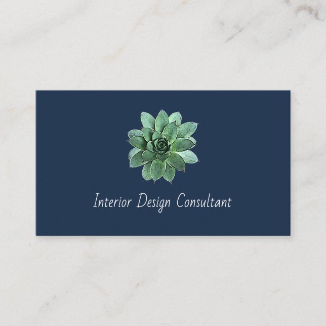 Elegant Succulent Modern Botanical QR code Business Card (Front)