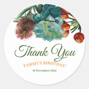 Elegant Succulent Thank You Round Sticker