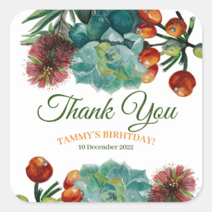 Elegant Succulent Thank You Square Sticker