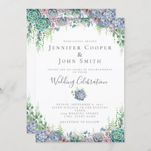 Elegant Succulent Watercolor Greenery Wedding Invitation