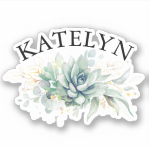 Elegant Succulents Greenery and Your Friends Name