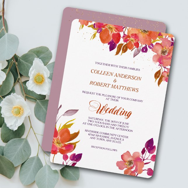 Elegant Summer Bouquet Modern Wedding Invitation (Creator Uploaded)
