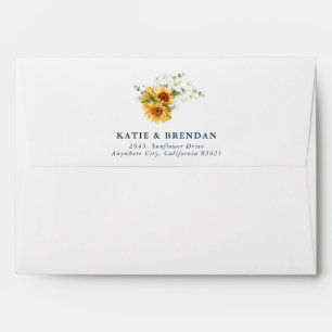 Elegant Summer Fall Sunflower Floral Wedding Envelope