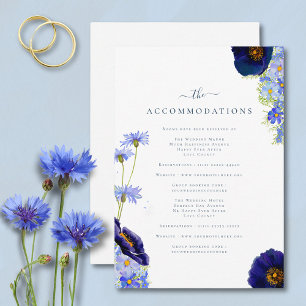 Elegant Summer Floral Blue Wedding Accommodations Enclosure Card