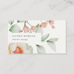 elegant summer floral watercolor business card