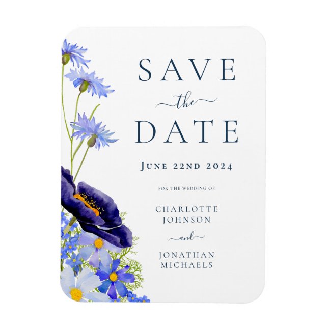 Elegant Summer Floral Wedding Magnet (Vertical)