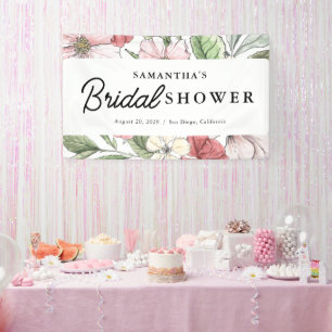 Elegant Summer Flowers Bridal Shower Banner