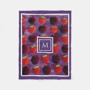 Elegant Summer Fruits Monogram Initial Fleece Blanket