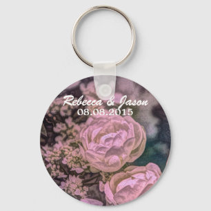 elegant summer garden dusty rose wedding keychain