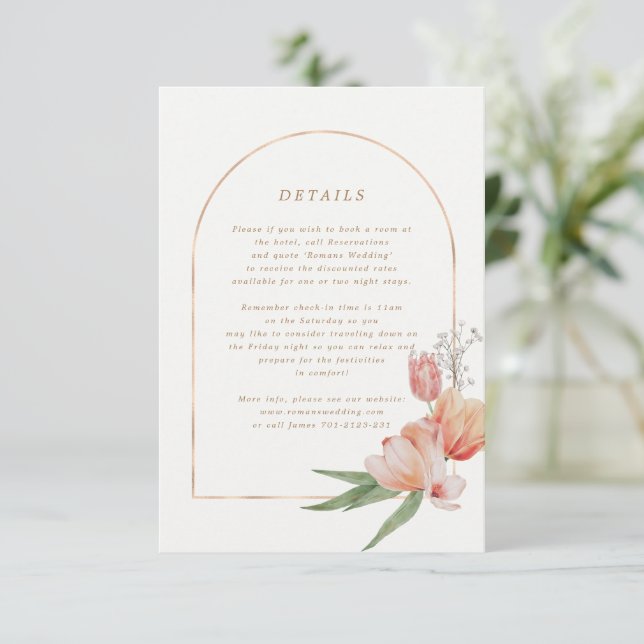 Elegant Summer Garden Floral Wedding Info Card (Standing Front)