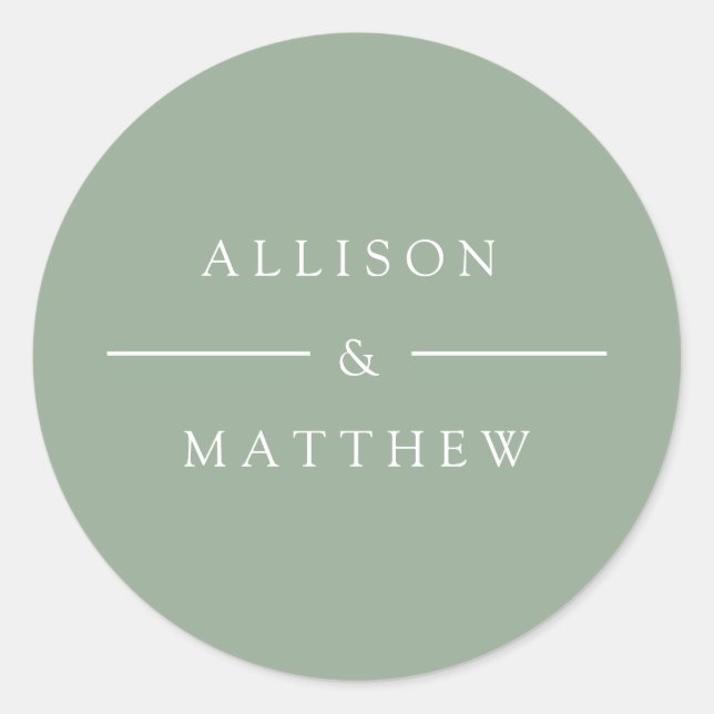 elegant summer green wedding sticker (Front)