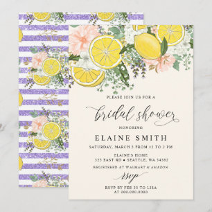 Elegant Summer Lemon Lime Citrus Bridal Shower  Invitation