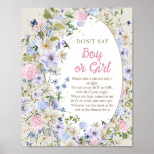 Elegant Summer Meadow floral Don't say Boy or Girl Poster