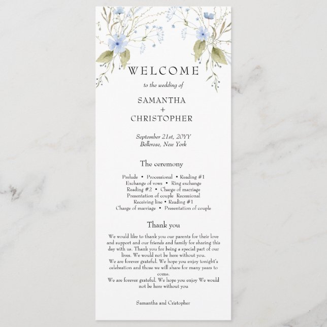 Elegant Summer Meadow Wildflowers Boho program (Front)