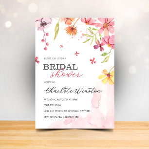 Elegant Summer Meadow Wildflowers Bridal Shower Invitation
