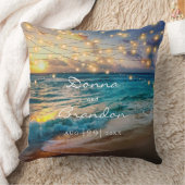 Elegant Summer Sunset Beach Wedding Memory Throw Pillow (Blanket)