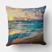 Elegant Summer Sunset Beach Wedding Memory Throw Pillow (Back)