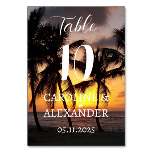 Elegant Summer Sunset Coastal Tropical Destination Table Number