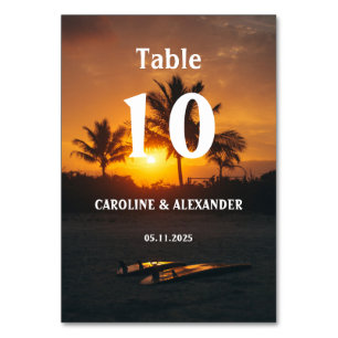 Elegant Summer Sunset Tropical Beach Hawaii Table  Number