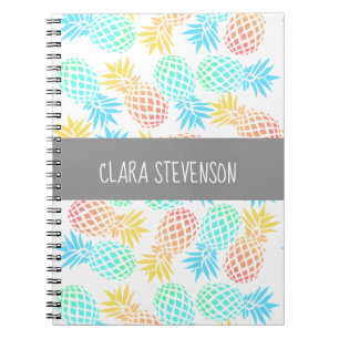 elegant summer tropical colourful pineapple notebook
