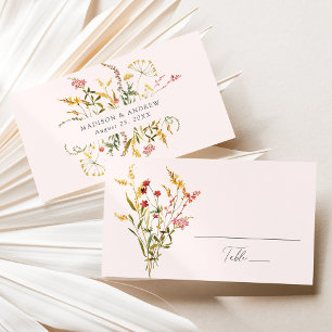 Elegant Summer Wildflower Blush Wedding Place Card