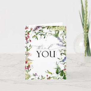 Elegant Summer Wildflower Calligraphy Thank You Card