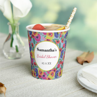 Elegant Summer Wildflower Floral Bridal Shower Paper Cups
