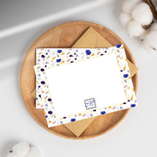 Elegant Summer Wildflower Pattern Monogrammed  Card