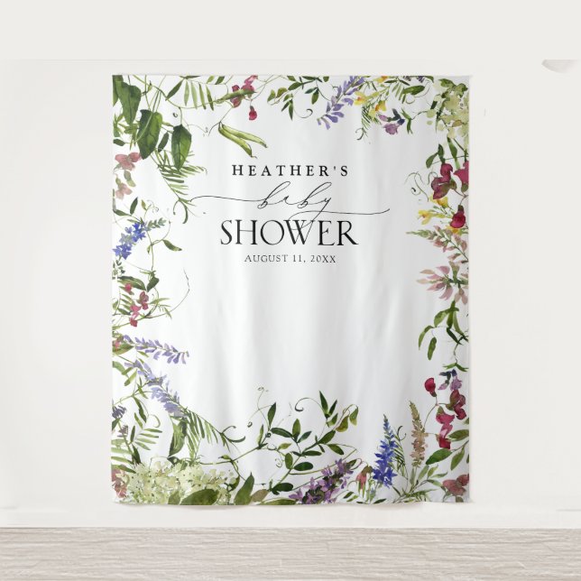 Elegant Summer Wildflower Shower Photo Booth Tapestry (Front)