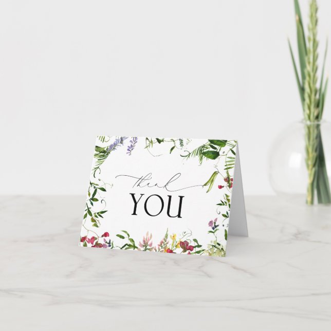 Elegant Summer Wildflower Thank You Card (Front)