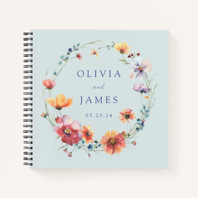 Elegant Summer Wildflower Wedding Guest Book (Front)